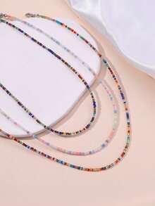 Bộ 3 vòng cổ hạt cườm thủ công dành cho nữ, vòng cổ choker hạt cườm phong cách Bohemian - Đầy màu sắc - Xem 11