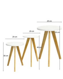 Kit 3 Mesinhas de Canto Pé Palito - Branco - Visão 4
