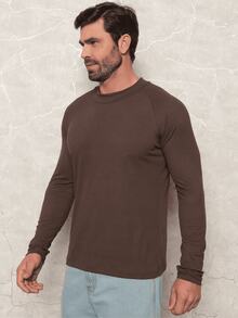Men's Basic Ribbed Knit Sweater, Winter Lightweight Cold Weather, Round Neck, Long Sleeve, Slim Fit, Premium - Rỉ Nâu - Xem 3
