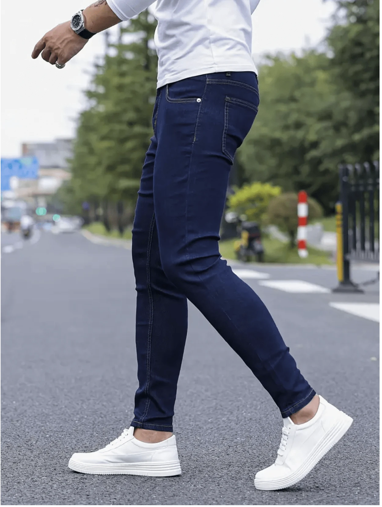 Men's Skinny Lycra Plain Premium Elastane Gringa Dark Blue Jeans - 深色水洗藍 - 查看 1