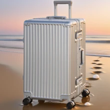 Luggage Travel Suitcase Carry On Luggage PC+ABS Suitcases With Double Spinner Wheels Airline Approved Luggage With TSA Lock 24 Inch,Vacation - 24 Inch Silver - 查看 1