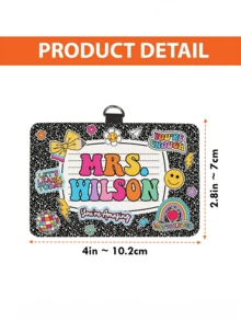 1 pieza Portaidentificación de cuero personalizado para maestros, regalo para maestros, regalo de aprecio a maestros, regalo de regreso a clases, portaidentificación personalizado con tema de útiles escolares, regalo de útiles escolares para maestros, impresión gráfica, suministros de regalo de Navidad, regalo de la semana de aprecio a maestros - Multicolor - Ver 21