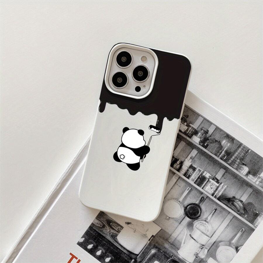 Funda protectora para phone con diseño de oso pintado en una pared y orificios grandes. Compatible con phone 16 Pro, 16, 15 Pro, 14, 14 Fundas para phone 16 Pro, 15 Pro, 14, 14 Plus, 14 Pro, 13, 13 Pro, 12 Pro y 11 Pro. Ideales para cumpleaños y celebraciones. - Blanco - Ver 1