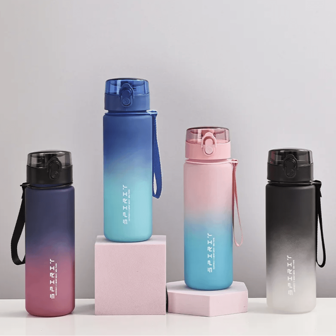 Sportvattenflaska i tonad färg, bärbar campingmugg med stor kapacitet, vävt handtag, lämplig för utomhussporter, fritid, löpning, fitness, julklappar. Vattenmugg för utomhussporter, direkt dricksmugg. Dricksvattenmugg med stor kapacitet, motiverande vattenflaska med tidsmarkör - 22oz läckagesäker vattenflaska för fitness, gym och utomhusaktiviteter, med bärrem.