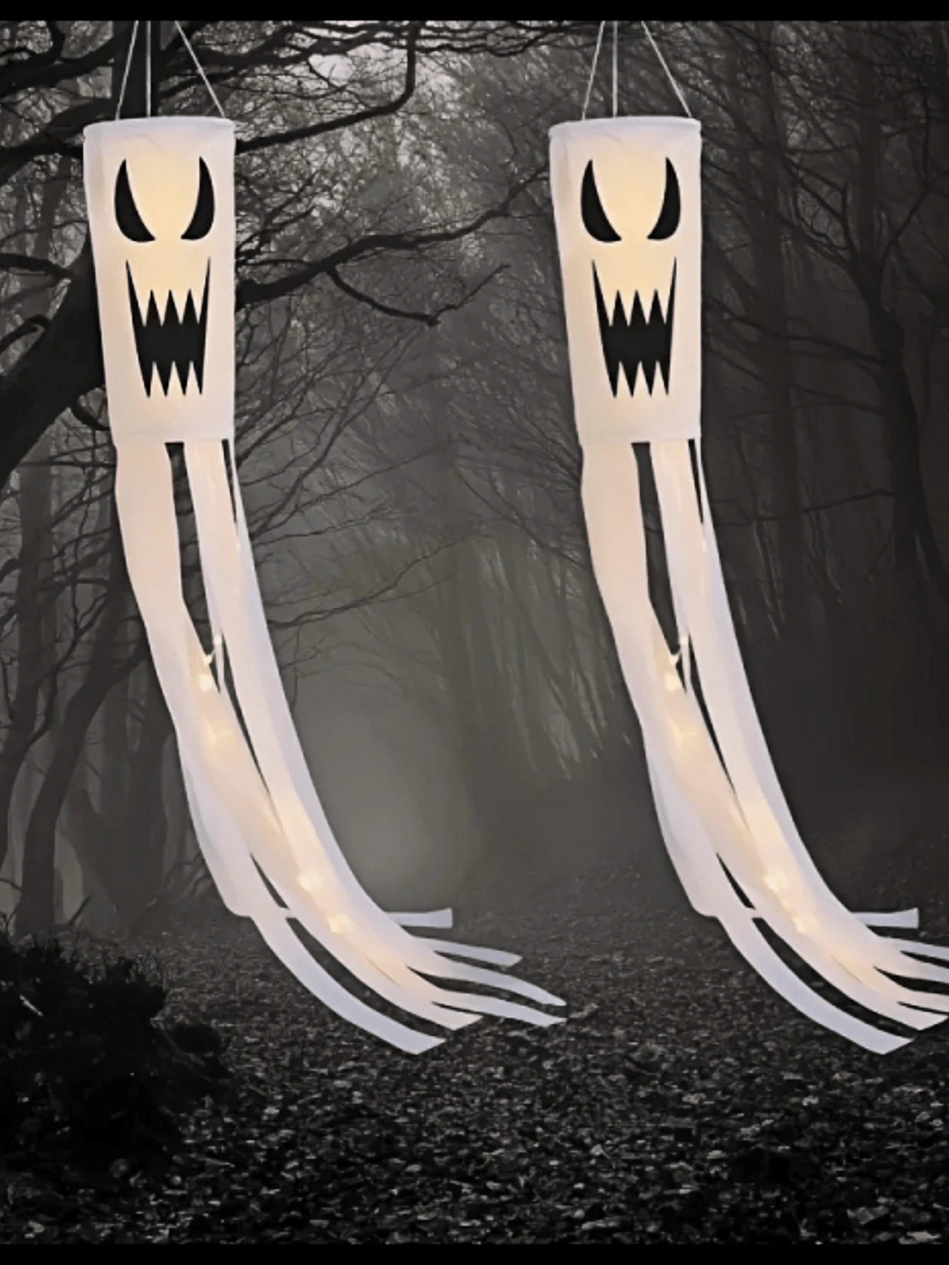 1pc Scary Halloween Yard Decor - Polyester Large Lantern With Candle ...