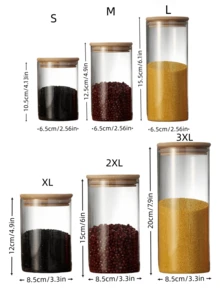 1pc High Borosilicate Heat-Resistant Glass Airtight Canister, Transparent Round Glass Kitchen Food Storage Jar With Lid For Snacks, Dry Foods, Coffee Beans - 透明 - 查看 10