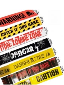 1pc Halloween Party Decoration Caution Tape, Horror Party Decor Supplies Halloween Warning Tape [Reference Image 8] - Multicolor - View 6