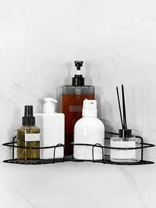 1/2 Pieces,Black Triangular And Planned Use Self-Adhesive Corner Storage Rack, Multipurpose Self-Adhesive Wall Mounted Corner Storage Rack For Bathroom, Kitchen,Cosmetic Hanging, Living Room Bathroom Accessories - Black - View 3