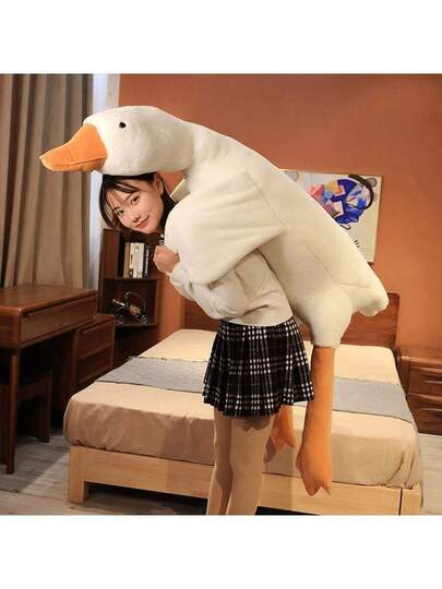 Bantal Boneka Angsa Putih Raksasa, Boneka Angsa Besar Empuk, Mainan Plush Tubuh Panjang Lembut, Bantal Peluk Lucu untuk Kamar Tidur, Hadiah untuk Dewasa & Anak-anak, Mainan Squishy Penyembuhan Emosional, Mainan Remas Pelepas Stres,