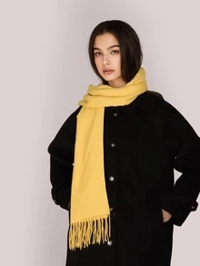 1pc Women's Solid Color Short Fringe Silky Soft Travel Photography Minimalist Fashion Scarf Shawl Neck Wrap