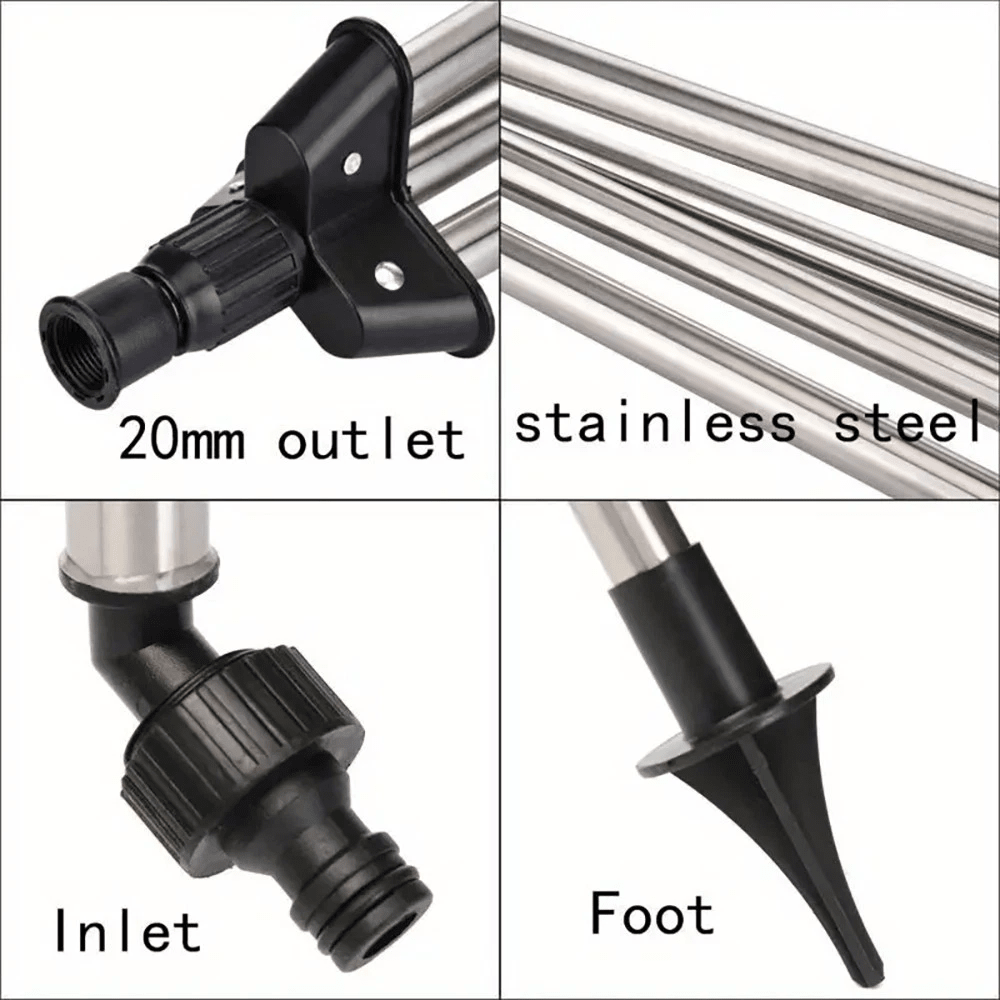 1pc Adjustable Height Heavy-Duty Stainless Steel Tripod Base With Zinc Alloy DN15 4-Point Rotating Arm Lawn Impact Sprinkler, Modern Industrial Style Silver & Gold Tripod Sprinkler With 360° Coverage & Angle Control, Ideal For Lawn Watering, Garden Irrigation, Yard Maintenance, Agricultural Use & All-Season Outdoor Gardening. - 銀色 - 查看 4