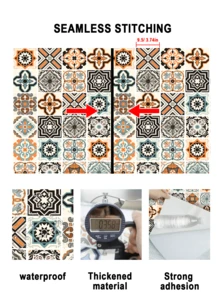 1 Roll European Style Self-Adhesive Floor Tile, Ceramic Tile Design, Waterproof Peel And Stick Square Floor Stickers For Decoration In Living Room, Kitchen, Bathroom, Bedroom, 15.76/11.84 Inch Width Options, Stickers, Wall Decal, Vinyl Decal For Home Decorations, Spring Decoration Items Refresh Your Home, Rama Decoration Stickers Gifts Birthday Graduation Floor Tiles Flooring Floor Tiles Self Adhesive Floor Tiles Peel Stick Living Room Decor Room Decor - Multicolor - View 11