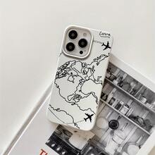 Funda protectora para phone (1 unidad) con diseño de línea negra y orificios grandes. Compatible con phone 16 Pro, 16, 15 Pro, 14, 14 Plus/14 Pro, 13, 13 Pro, 12 Pro y 11/11 Pro. Regalos para cumpleaños y celebraciones. - Blanco - Ver 1