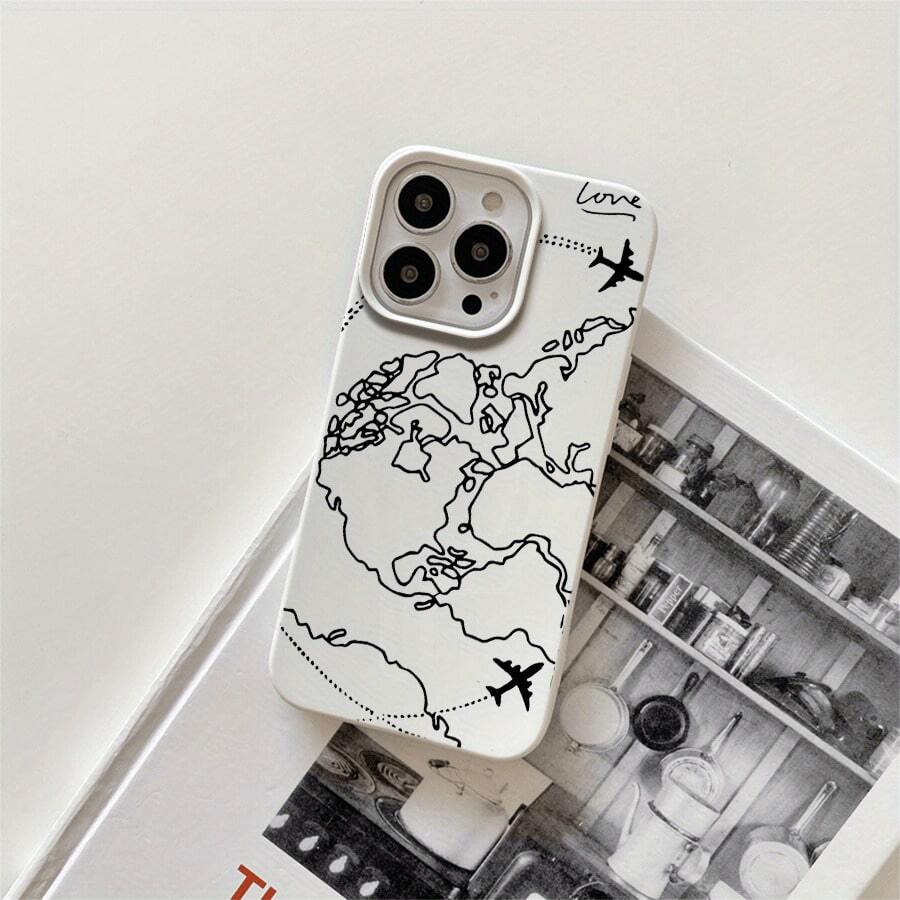Funda protectora para phone (1 unidad) con diseño de línea negra y orificios grandes. Compatible con phone 16 Pro, 16, 15 Pro, 14, 14 Plus/14 Pro, 13, 13 Pro, 12 Pro y 11/11 Pro. Regalos para cumpleaños y celebraciones. - Blanco - Ver 1