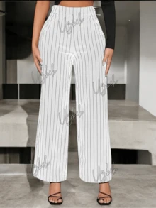 Women Pants - White Stripe - View 2