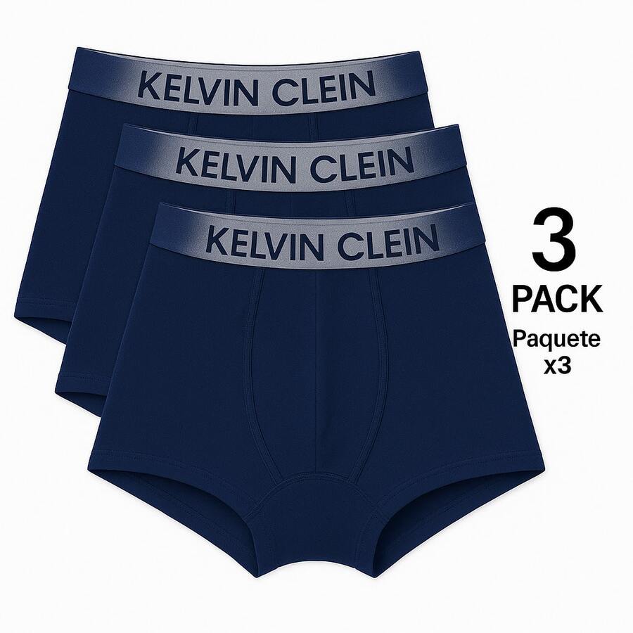 Set de 3 Bóxers Kelvin Clein para Hombre - Comodidad, Estilo y Calidad en Ropa Interior Masculina - Azul - Ver 1