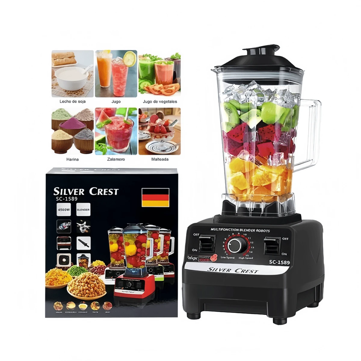 Licuadora de cocina de 2 l para batidos, antiderrames, color negro - Negro - Ver 1