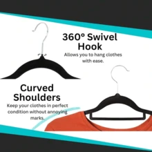 100 Pack Velvet Velvet Clothes Hangers | No-Mark Space-Saving Closet Organizers | Durable Plastic Hangers For Bedroom, Bathroom, Office, Dorm & Home Storage