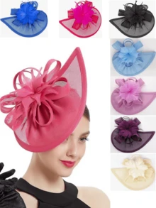 1 件羽毛头饰头带女士茶会帽肯塔基德比帽鸡尾酒婚礼新娘头饰头带夹女士女孩生日母亲节万圣节圣诞节礼物 - 彩色 - 查看 3
