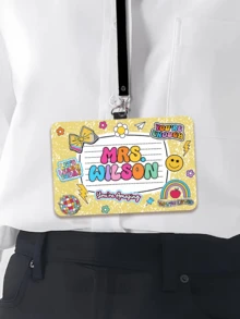 1 pieza Portaidentificación de cuero personalizado para maestros, regalo para maestros, regalo de aprecio a maestros, regalo de regreso a clases, portaidentificación personalizado con tema de útiles escolares, regalo de útiles escolares para maestros, impresión gráfica, suministros de regalo de Navidad, regalo de la semana de aprecio a maestros - Multicolor - Ver 25