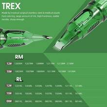 XNET T-REX 20pcs Tattoo Needles, Permanent Makeup Round Liner Needles, 0.30mm/0.35mm RL RM Curved, Suitable For Rotary Tattoo Machine Pen - Army Green - View 2