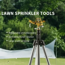 1pc Adjustable Height Heavy-Duty Stainless Steel Tripod Base With Zinc Alloy DN15 4-Point Rotating Arm Lawn Impact Sprinkler, Modern Industrial Style Silver & Gold Tripod Sprinkler With 360° Coverage & Angle Control, Ideal For Lawn Watering, Garden Irrigation, Yard Maintenance, Agricultural Use & All-Season Outdoor Gardening. - 銀色 - 查看 6