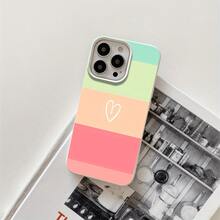 Phone 1PC Fundas protectoras y fundas protectoras de imitación con orificios grandes con estampado de corazones de cinco colores, adecuadas para phone16promax, 16 15pro, 14 14 Plus/14 Promax, 13 13 Pro, 12Pro, 11/11 Pro Pro Series. Regalos Cumpleaños Y Fiestas - Blanco - Ver 1