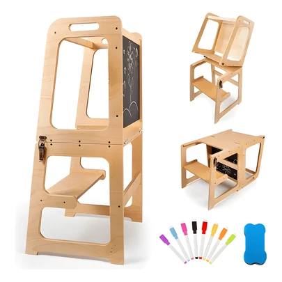 Torre De Aprendizaje Montessori Plegable Con Tablero Dibujo.
