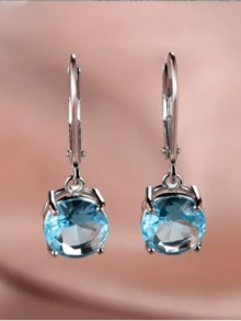 925 Silver Plated Fashionable Sexy Earrings, Elegant Cubic Zirconia Stud Earrings