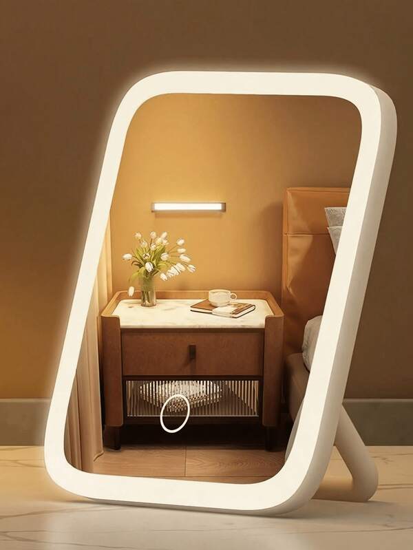 Espejo de maquillaje LED, espejo de vanidad con luces, espejo de maquillaje con luces de 3 modos, control táctil, soporte portátil y espejo compacto plegable, espejo de maquillaje de viaje con luces, espejo de maquillaje de vanidad con luces, espejo de maquillaje LED portátil recargable - Ideal para maquillaje diario, viajes, dormitorios, escritorio de oficina, uso en automóvil, apartamentos pequeños, tocador de dormitorio, estancia en hotel, viajes de negocios, campamento, festivales, regalo de Navidad para mujeres