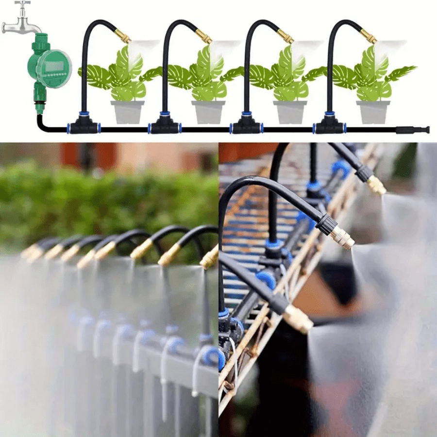 Kit De Sistema De Nebulização 5M Spray De Jardim Para Irrigação Automática Ajustável