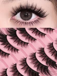 10 pares de pestañas postizas gruesas y naturales de estilo de dibujos animados europeos y americanos, de 6-18 mm de largo y rizado, estilo de dibujos animados, adecuadas para DIY en casa, cosplay de razas mixtas, dramáticas y exageradas, reutilizables, adecuadas para Navidad