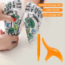 2/3 件足部按摩棒、五指袜、健康袜、带穴位图的创意袜子、穴位按摩袜、足底按摩袜和按摩棒，缓解足部疲劳、足部经络按摩棒、头发、美发工具、护发、学校、返校、旅行、旅行必需品、家居必需品、水疗、按摩工具、按摩、按摩器、水疗 - 綠色 - 查看 4