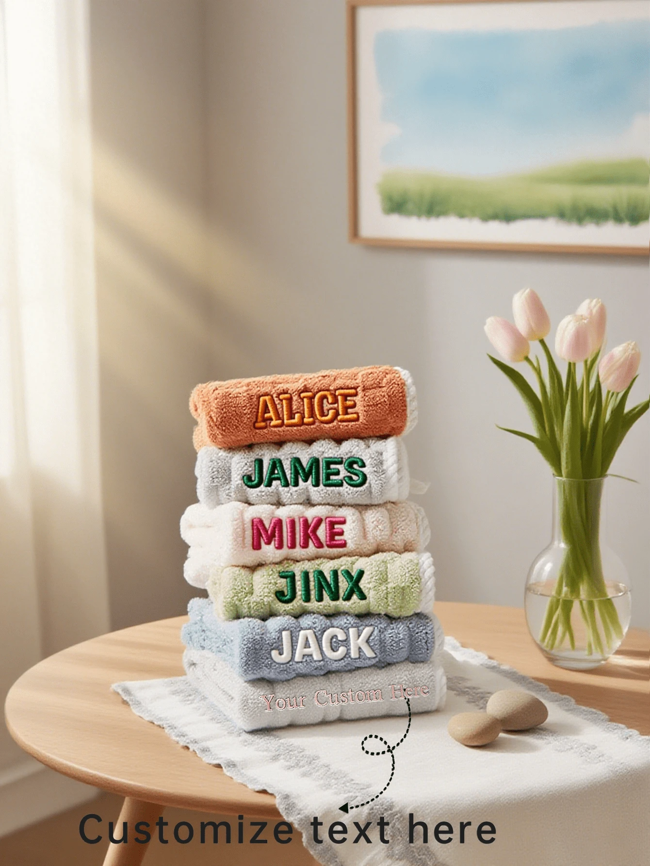 Custom Embroidered Bath Towels, Personalized Towels/Bath Towels, Custom Bath Towels, Personalized Towel/Bath Towel Sets, Monogrammed Bath Towels, Ornamental, Breathable Comfortable For Anniversaries For Valentine's Day, For Mother's Day, For Father's Day, For Graduation, For Weddings, For Housewarming, Multi-Functional, Ornamental, High-Quality, Colorful, Modern, Custom, Ideal Gifts For Her, Tea Room, For Valentine's Day, For Mother's Day, For Father's Day, For Graduation, For Weddings, For Housewarming,High-Quality,Colorful,Modern,Custom,Personalized,Unique,Ideal Gifts For Him,Ideal Gifts For Her,Boyfriend,Dad,Girlfriend,Mom,Family,Friends,Tea Room,Home,Garden,Office,For Graduation,For Weddings,For Housewarming Shower Towels For Beauty Salon, Hotel Sports,Home Essentials, Towel, Skin Care, Autumn Home Refresh,Home Harmony - Multicolor - View 1