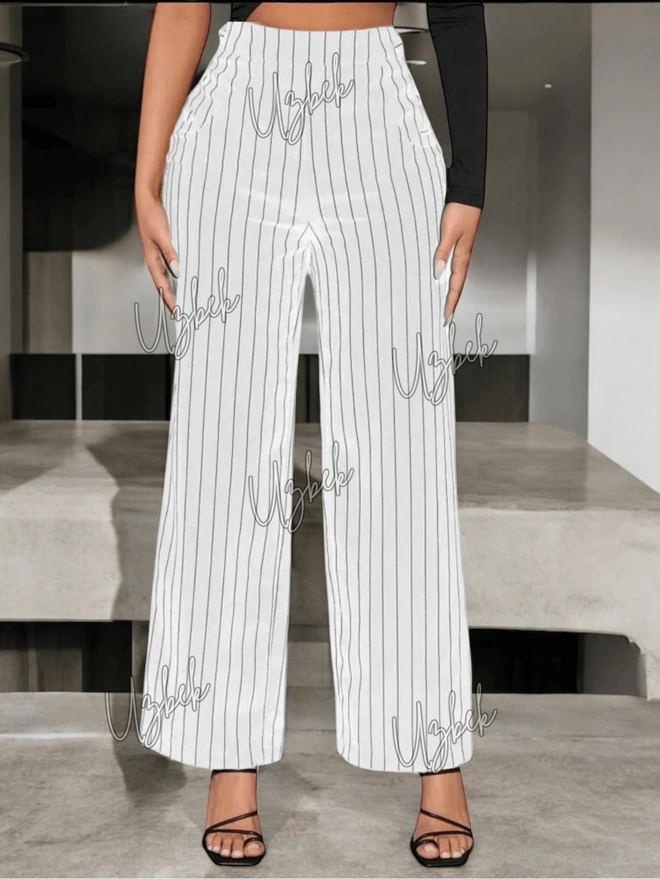 Women Pants - White Stripe - View 1