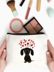 Dachshund Print Cosmetic Bag, Casual Large Capacity Storage Bag, Daily Toiletry Makeup Bag, Multi-Functional Storage Bag, Lightweight Travel Handbag, Exquisite Gift, Travel Souvenir For Friends, Essential Travel Storage Bag, Suitable For Commuting, Back To School, Travel, Picnic, Camping, Outdoor Adventure And Other Occasions. Makeup Bag, Cosmetic Storage Bag, Cosmetic Organizer Bag, Cosmetic Storage Pouch, Makeup Bag, Essential For College In Autumn, Travel Essential, Holiday Vacation Travel Bag, Women - View 4