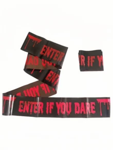 1pc Halloween Party Decoration Caution Tape, Horror Party Decor Supplies Halloween Warning Tape [Reference Image 8] - Multicolor - View 3