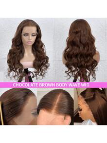 200% High Density 13x6 Body Wave Lace Front Glueless Wig Brazilian Human Hair13x4 4*4 5x5 Lace Closure Wigs For Women, Virgin Human Blended Hair Pre Plucked With Baby Hair Natural Hairline Pre-Bleached Knot, High Temperature Resistant Fiber Synthetic Mixed Hair Wig For Women - Brown - View 12
