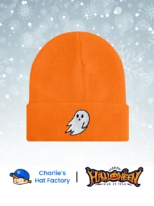 1 Pc Halloween Ghost Embroidery Beanie, Cute Classic Casual Simple Ultra-Light Comfortable Warm Stretchy Windproof Acrylic Knitted Hat, Great For Cycling Skiing Outdoor Adventures Winter Sports Parties Performances, Perfect Gift For Halloween Winter Season Fall - Little Ghost - View 3