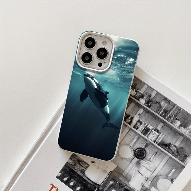 Fundas y carcasas protectoras con diseño de delfines y orificios grandes, compatibles con phone 16 Pro Max, 16, 15 Pro, 14, 14 Plus/14 Pro Max, 13, 13 Pro, 12 Pro, 11/11 Pro. Regalos para cumpleaños y fiestas. - Blanco - Añade 1