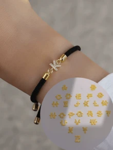 1pc Fashionable Creative Copper DIY Letter Bracelet Jewelry, Elegant Adjustable 26 A-Z Initial Accessory, Holiday Gift, Suitable For Women Daily Wear - Multicolor - View 29