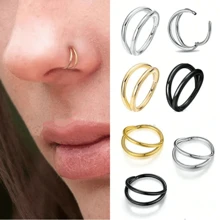 SENLANSP 1pc Double Septum Rings Nose Rings Hoops Cartilage Hoop Earring Piercing Nose Open Stacked Hoop Nose Rings 16G 18G 20G 6/8/10mm,Nose Rings Septum Piercing Clicker Nose Hoops Piercings Hinged Segment Rings Helix Piercing Unisex Body Jewelry,3 Layers Hinged Septum Nose Rings, Nose Piercing Jewelry Helix Cartilage Tragus Earrings Piercing Jewelry For Women