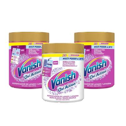 Pack de 3 Vanish Oxi ACTION 900GR (Total 900GR X 3 = 2700GR) Détachant pour vêtements, élimine les odeurs, poudre booster de lavage / Vanish Oxi ACTION 900 Gr - Optimise le lavage - Défie les taches - Plus de puissance, moins d'espace