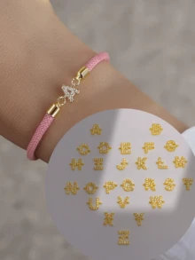 1pc Fashionable Creative Copper DIY Letter Bracelet Jewelry, Elegant Adjustable 26 A-Z Initial Accessory, Holiday Gift, Suitable For Women Daily Wear - Multicolor - View 39