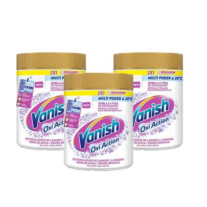 Pack de 3 Vanish Oxi ACTION 900GR (Total 900GR X 3 = 2700GR) Détachant pour vêtements, élimine les odeurs, poudre booster de lavage / Vanish Oxi ACTION 900 Gr - Optimise le lavage - Défie les taches - Plus de puissance, moins d'espace