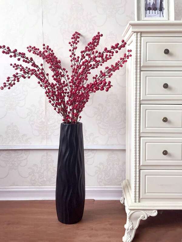 1pc Large Floor Vase, Simple Hydroponic Plastic Ceramic-Like Vase, European Style Home Decor Dried Flower Vase, Large Size Retro Geometric Plastic Flower Vase - Durable Multi-Color Retro Style Living Room Tabletop Decor | Classic Floor Vase, No Battery Needed, Floor Vase | Retro Decor | Durable Plastic Vase, Creative Geometric Flower Vase