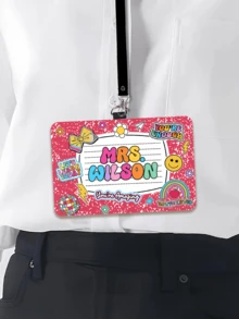 1 pieza Portaidentificación de cuero personalizado para maestros, regalo para maestros, regalo de aprecio a maestros, regalo de regreso a clases, portaidentificación personalizado con tema de útiles escolares, regalo de útiles escolares para maestros, impresión gráfica, suministros de regalo de Navidad, regalo de la semana de aprecio a maestros - Multicolor - Ver 20