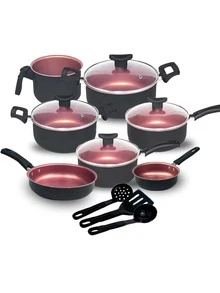 10-Piece Nonstick Cookware Set With Glass Lid - Therefore Rosé - View 2