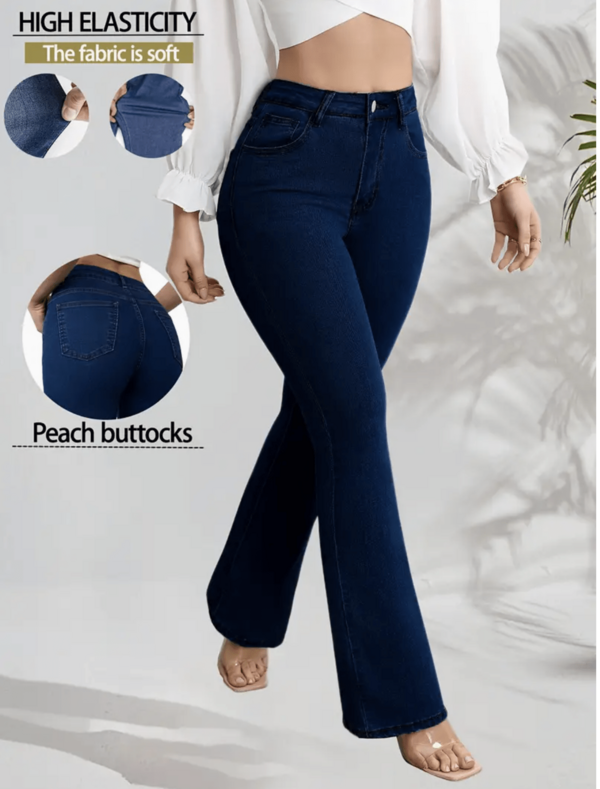Calça Jeans Feminina lavagem azul Flare cintura alta boca de sino com lycra modeladora levanta bumbum  Gringa Wear