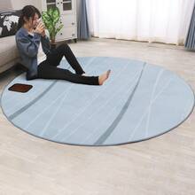 Lagua 円形洗えるカーペット 3 サイズ展開（R100/R140/R200 滑り止め加工（ドット柄） 高密度織・雑巾拭き・自宅洗濯機丸洗い 冬暖房節電（ホットカーペット併用）・夏肌触り滑らか リビング・ダイニング・子供部屋・玄関対応 - ウェーブアイスグレー(IGY) - チェックする 1